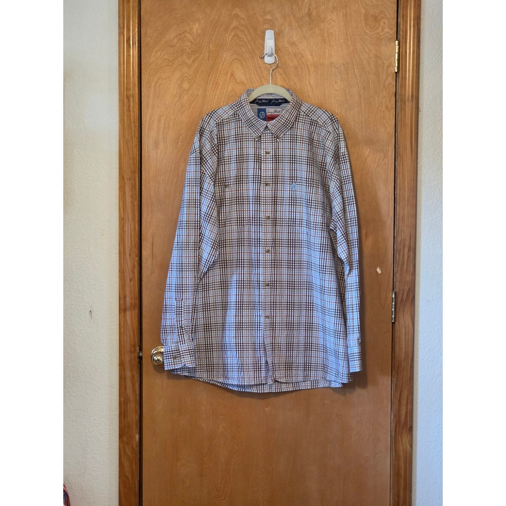Wrangler George Strait Plaid Button Down Mens XXL Cowboy Cut 100% Cotton, XXL